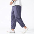Men's Cropped Drawstring Trousers Relaxed Lightweight Summer Fit