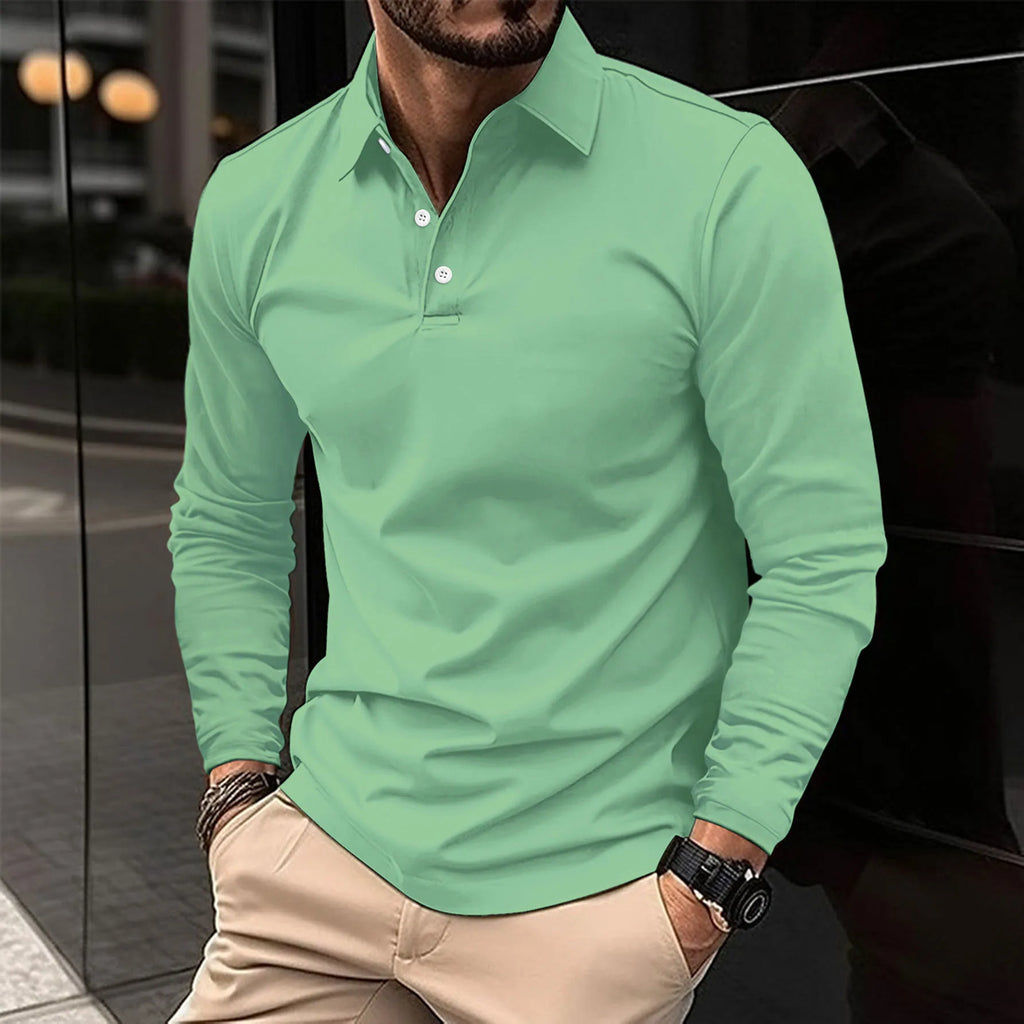 Men's Long Sleeve Polo Shirt Refined Tailored Everyday Essential