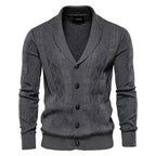 Men's Shawl Collar Cable Knit Button Cardigan