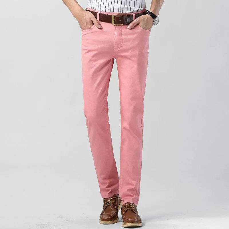 Men's Stretch Cotton Chino Trousers Breathable Regular Fit Pants