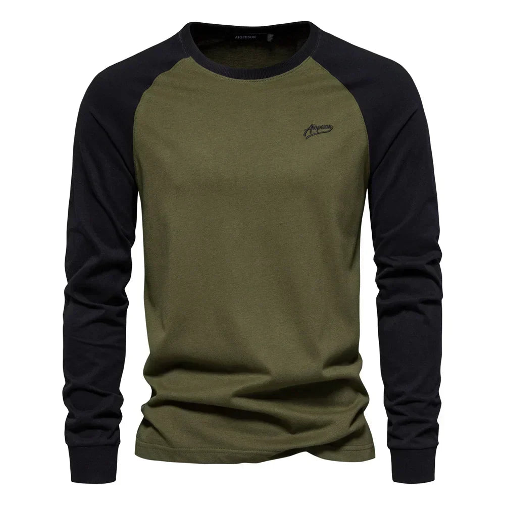 Men's Raglan Long Sleeve Casual Crew Neck Shirt