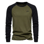 Men's Raglan Long Sleeve Casual Crew Neck Shirt