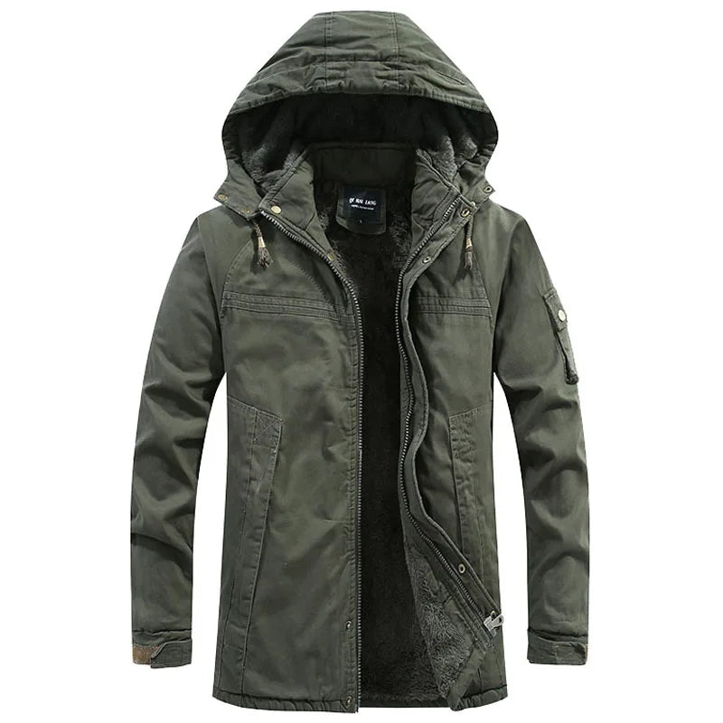 Men's Wind-Resistant Everyday Parka With Fleece Lining - Army Green B