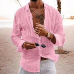 Men's Long Sleeve Linen Summer Casual Beach Shirt