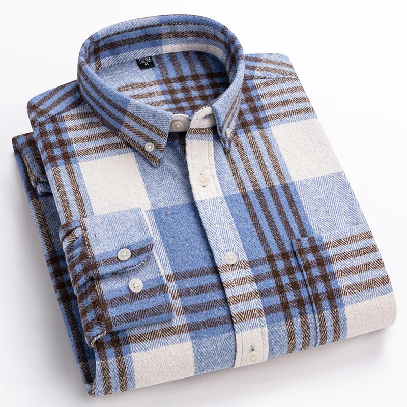 Men's Button Down Plaid Flannel Long Sleeve Casual Shirt