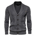 Men's Shawl Collar Cable Knit Button Cardigan