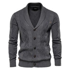 Men's Shawl Collar Cable Knit Button Cardigan