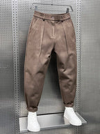 Men's Pleated Tapered Trousers Relaxed Smart Everyday Fit