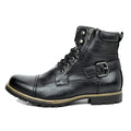 Men's Rugged Leather Boots with Buckle and Laces |