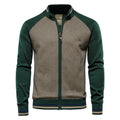 Men's Two Tone Zip Cardigan Ribbed Stand Collar Jacket