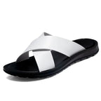 Men's Leather Slip On Sandals Italian Style Premium Comfortable