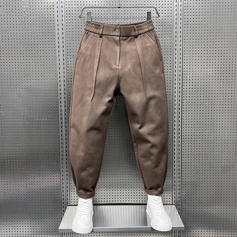 Men's Pleated Tapered Trousers Relaxed Smart Everyday Fit