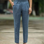Men's High Waist Tailored Linen Trousers Elegant Casual Pants