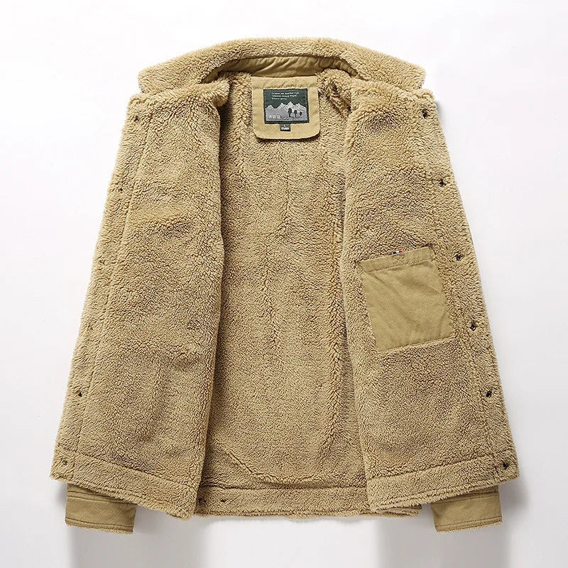 Men's Plush-Collar Sherpa Utility Jacket With Flap Pocket