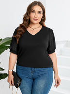 Women's V-Neck Puff Sleeve Top – Feminine Summer