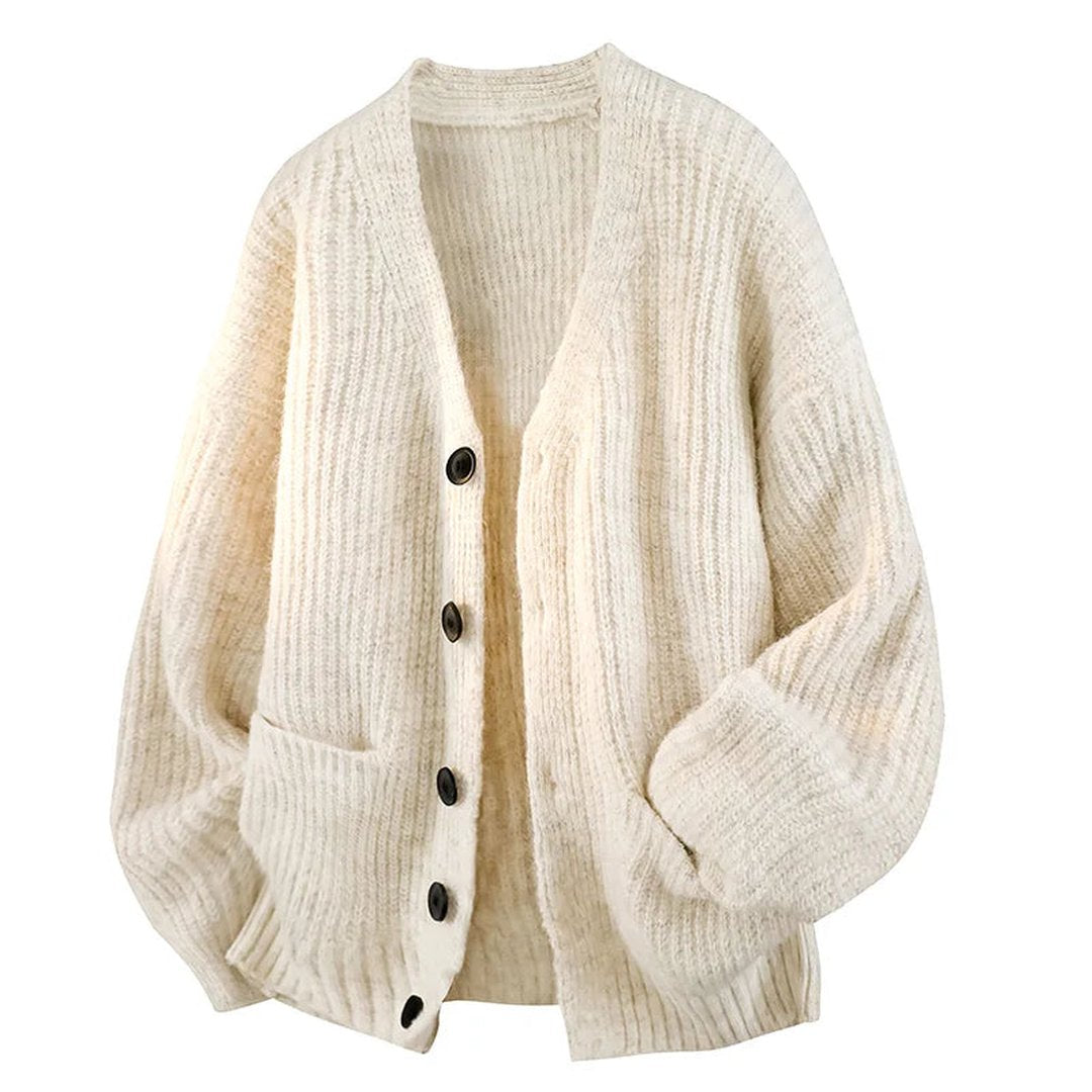 Women's Everyday Knit Cardigan with Front Pockets - Apricot