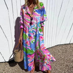 Women's Boho Floral Long Sleeve Maxi Dress