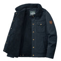 Men's Plush-Collar Sherpa Utility Jacket With Flap Pocket - Navy Blue