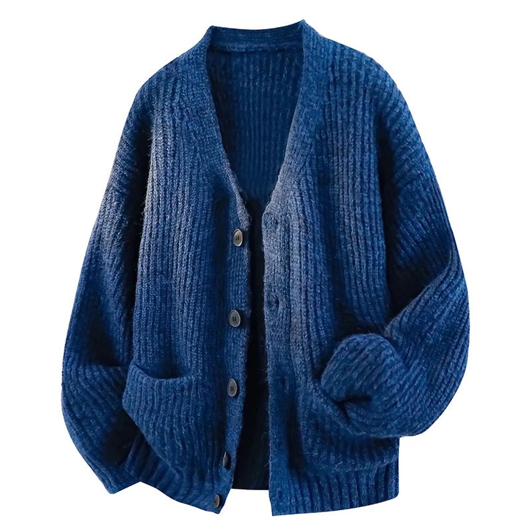 Women's Everyday Knit Cardigan with Front Pockets - Blue