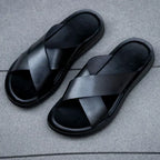 Men's Leather Slip On Sandals Italian Style Premium Comfortable