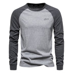 Men's Raglan Long Sleeve Casual Crew Neck Shirt