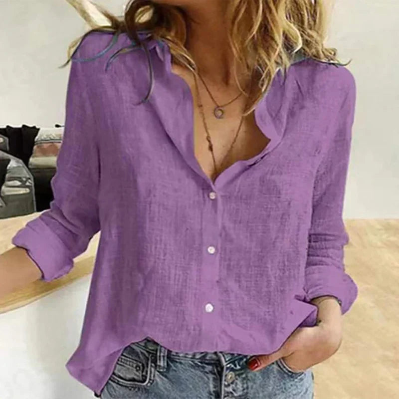 Women's Button-Down Shirt Long Sleeve Bird Print Blouse