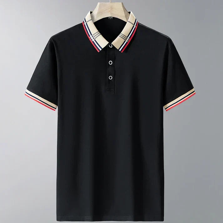 Men's Contrast Collar Polo Shirt Refined Smart Casual Style