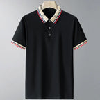 Men's Contrast Collar Polo Shirt Refined Smart Casual Style
