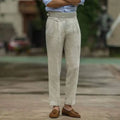 Men's High Waist Tailored Linen Trousers Elegant Casual Pants