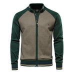 Men's Two Tone Zip Cardigan Ribbed Stand Collar Jacket