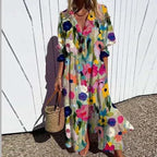 Women's Boho Floral Long Sleeve Maxi Dress