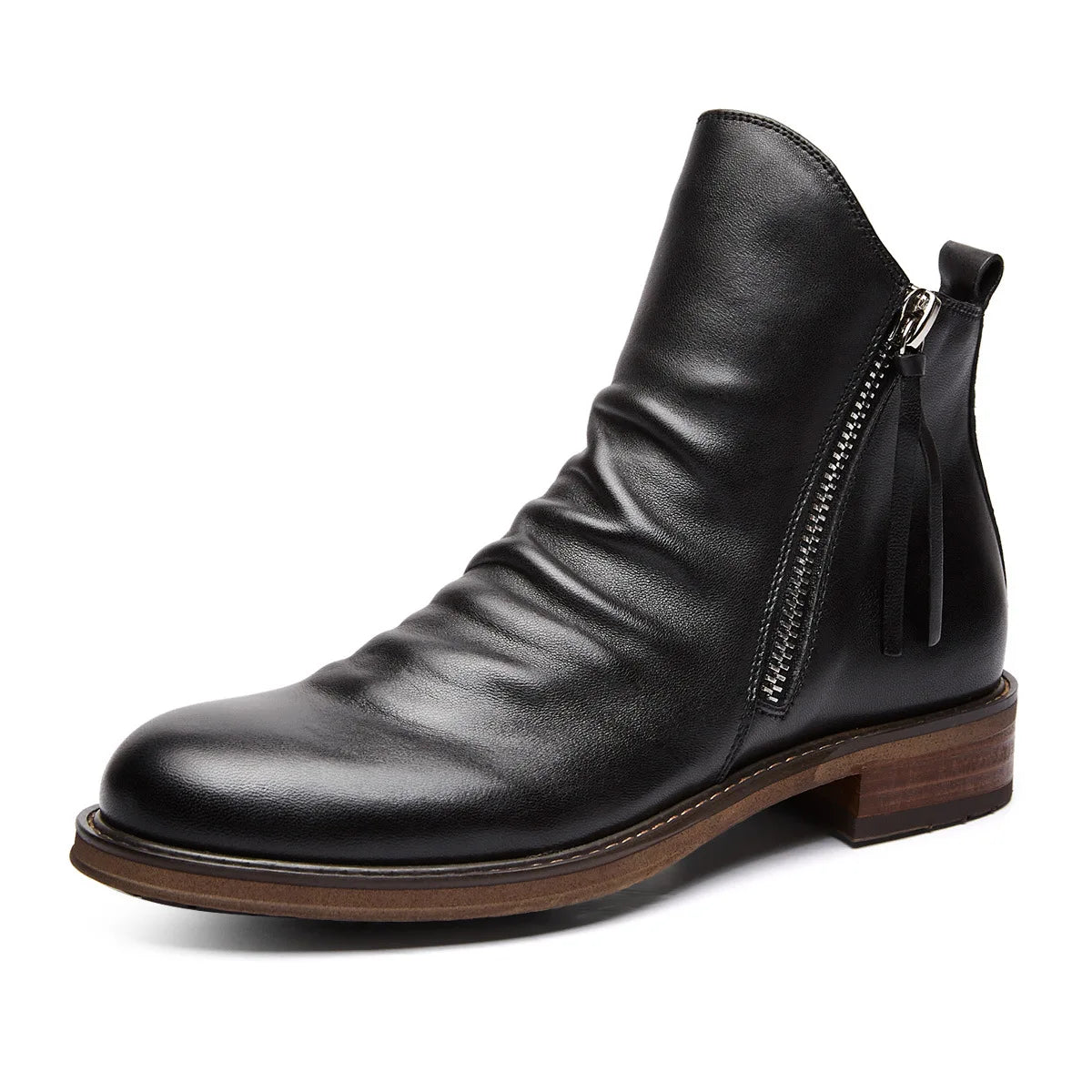 Men's Leather Chelsea Boots Side Zip Classic Ankle Design