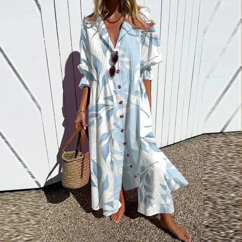 Women's Boho Floral Long Sleeve Maxi Dress