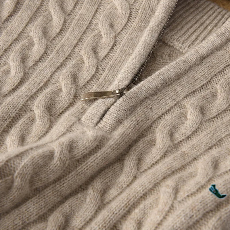 Men's Australian Merino Wool Zip Neck Sweater