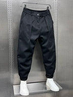 Men's Pleated Tapered Trousers Relaxed Smart Everyday Fit