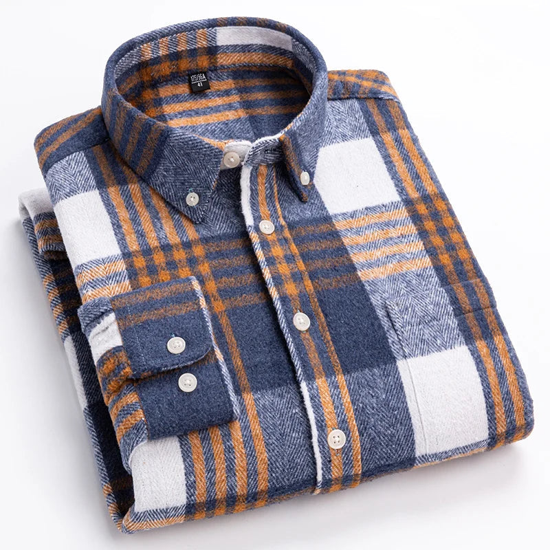 Men's Button Down Plaid Flannel Long Sleeve Casual Shirt