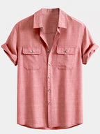 Men's Textured Pocket Shirt Co Ord Linen Blend Straight