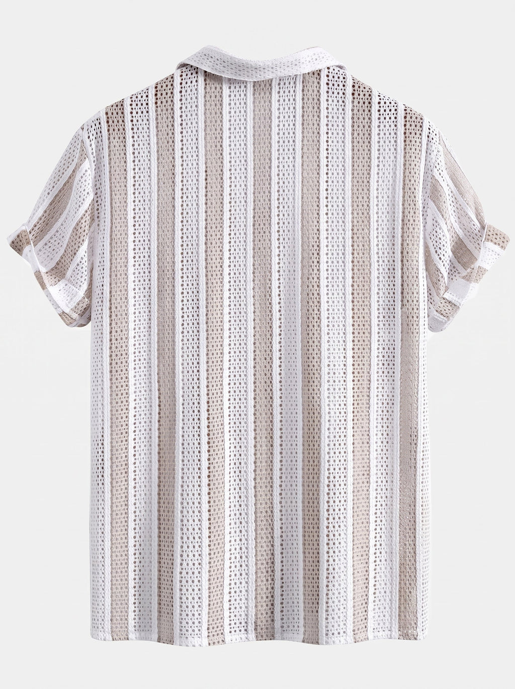 Men's Mesh Cuban Shirt Set Linen Blend Drawstring Shorts