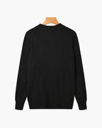 Men's Ribbed Knit Polo Sweater V Neck Slim Fit