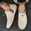 Men's Leather Loafers with Drawcord and Mesh Panels