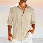 Men's Long Sleeve Casual Shirt With Decorative Stitching Detail