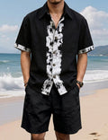 Men's Printed Linen Shirt and Shorts Outfit Set