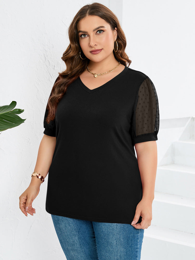 Women's V-Neck Puff Sleeve Top – Feminine Summer