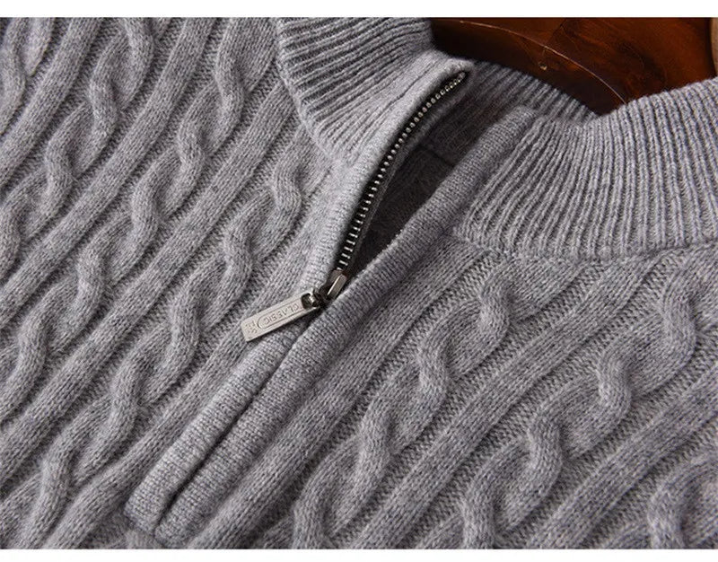 Men's Australian Merino Wool Zip Neck Sweater