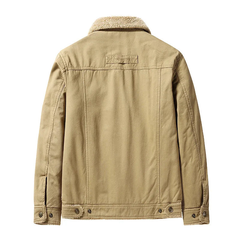 Men's Plush-Collar Sherpa Utility Jacket With Flap Pocket