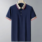Men's Contrast Collar Polo Shirt Refined Smart Casual Style