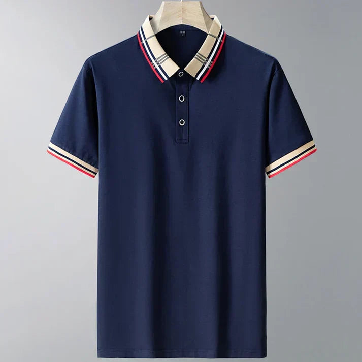 Men's Contrast Collar Polo Shirt Refined Smart Casual Style