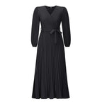 Women's Maxi Dress Pleated Wrap Waist Tie Long