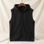 Men's Sleeveless Zip Up Gym Training Hoodie Vest