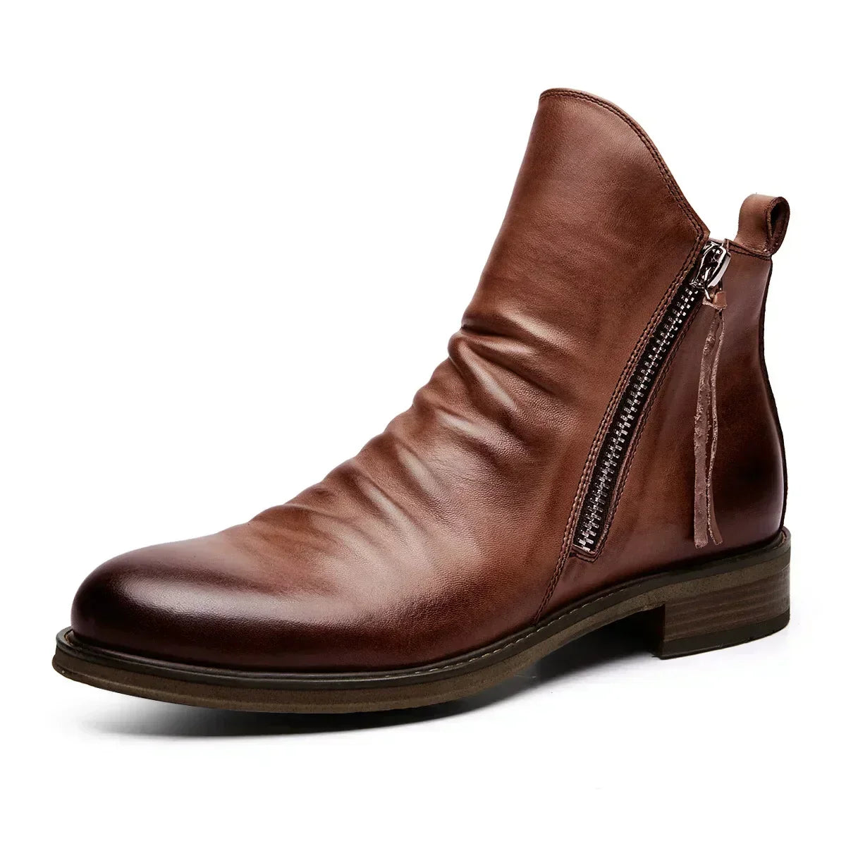 Men's Leather Chelsea Boots Side Zip Classic Ankle Design